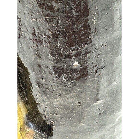 Vintage Handmade Pottery Vase 3D Koi Fish Design Signed Black Glaze Studio Art - Picture 6 of 7